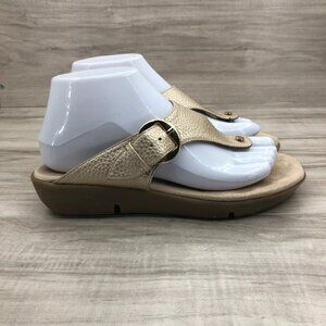 Aerosoles Sandals Womens 7.5M Texas Metallic Gold Slip On Thong Shoes